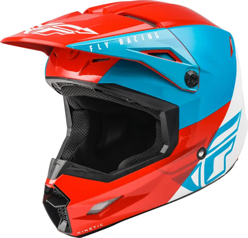 FLY RACING Youth Kinetic Straight Edge Helmet Red/White/Blue Yl