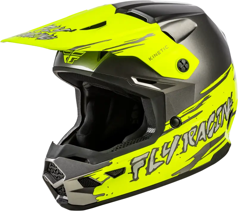 Youth Kinetic Surge Helmet Grey/Hi Vis Yl - FLY RACING