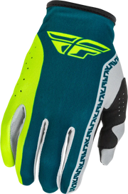 Youth Lite Gloves Grey/Lime/Teal Ym - FLY RACING