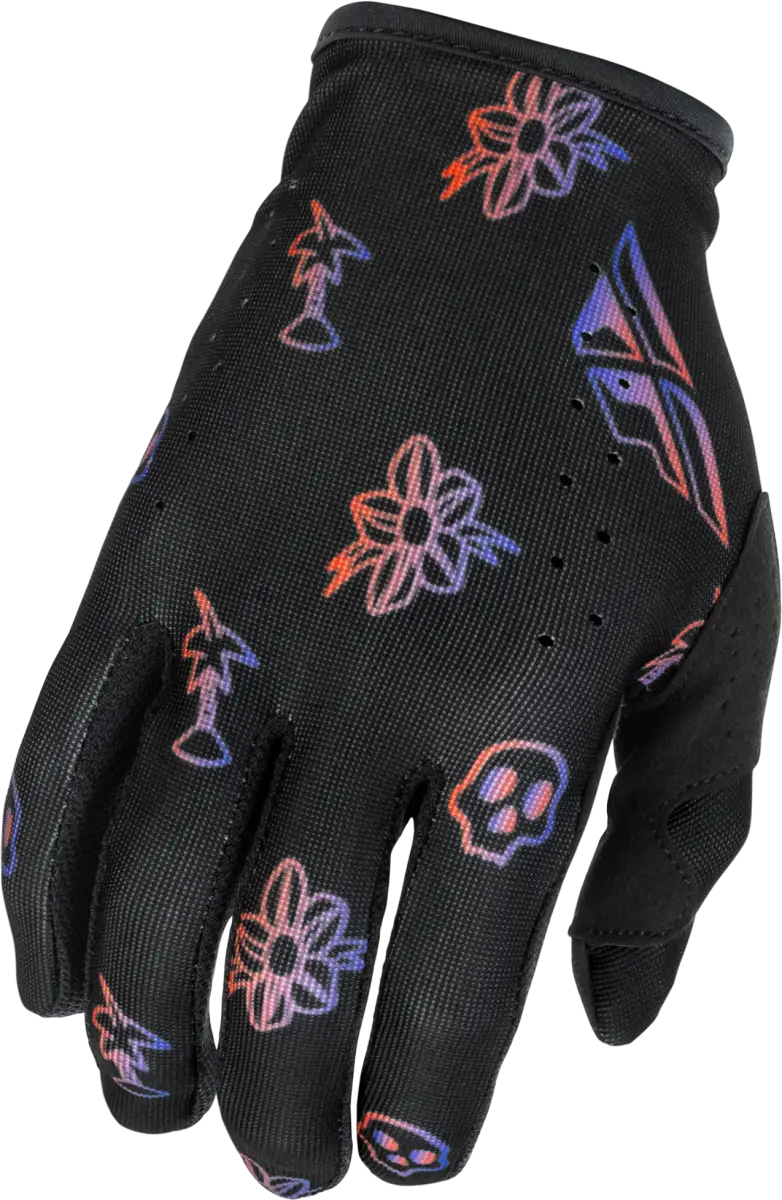 Youth Lite Outline Gloves Black/Red/Purple Ym - FLY RACING