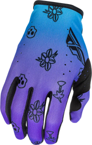 Youth Lite Outline Gloves Purple/Blue/Black Ym - FLY RACING