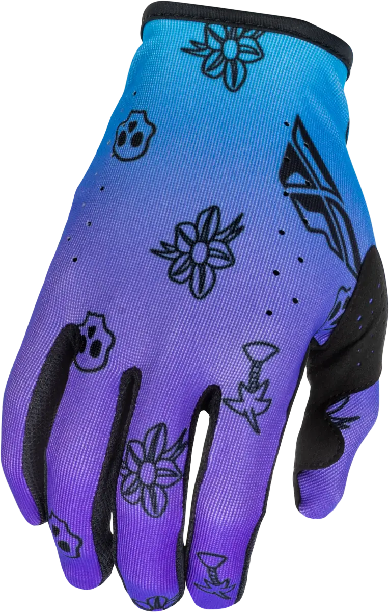 Youth Lite Outline Gloves Purple/Blue/Black Ym - FLY RACING