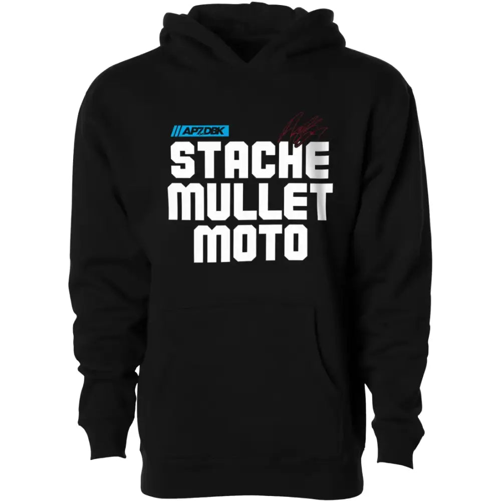 Stache Mullet Moto Yth Hoodie Black Ys - DBK