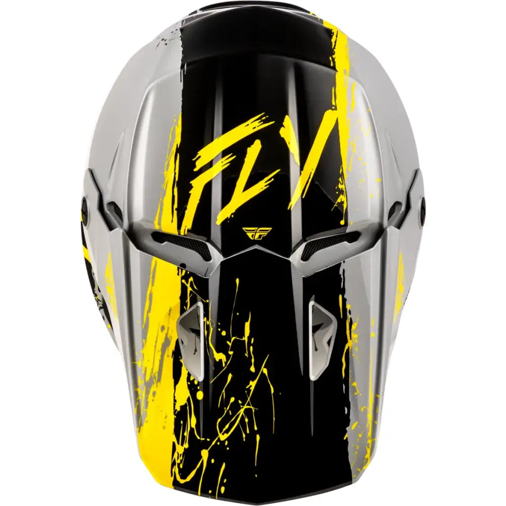 Youth Kinetic Drip Helmet Grey/Black/Yellow Yl - FLY RACING