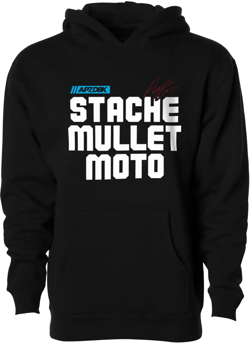 Stache Mullet Moto Yth Hoodie Black Ym - DBK