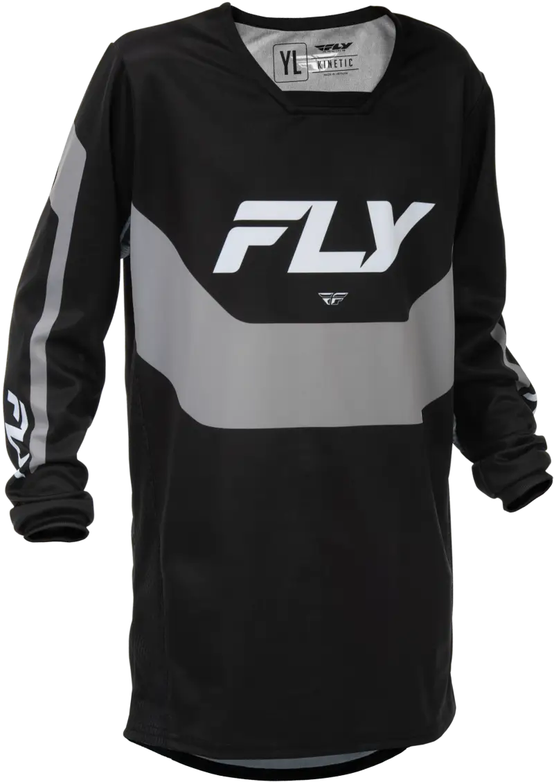 Youth Kinetic Jersey Black/Grey Ys - FLY RACING