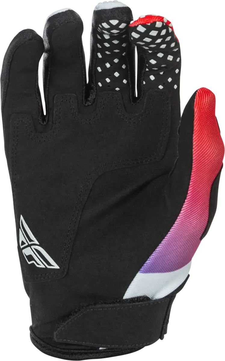 Youth Kinetic Gloves Grey/Red/Purple/Black Yl - FLY RACING