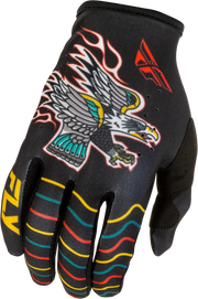 Youth Lite Americana Gloves Black/Red/Gold Ys - FLY RACING