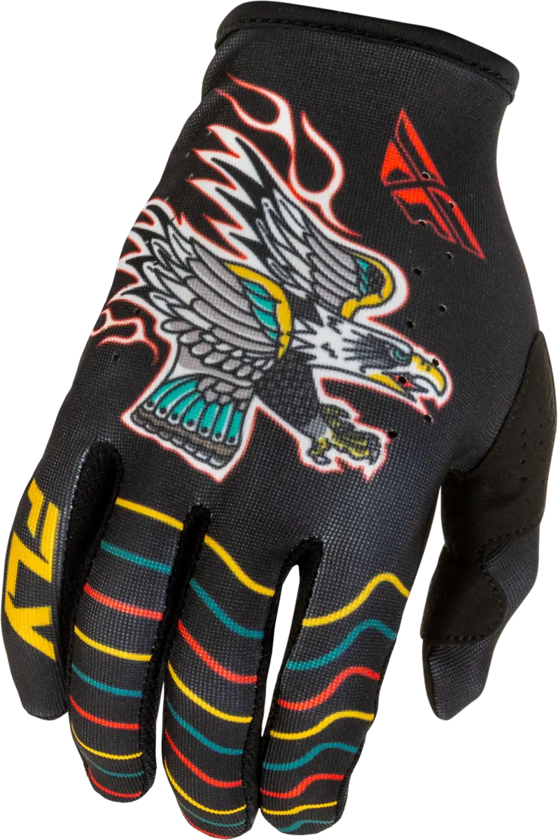 Youth Lite Americana Gloves Black/Red/Gold Ys - FLY RACING