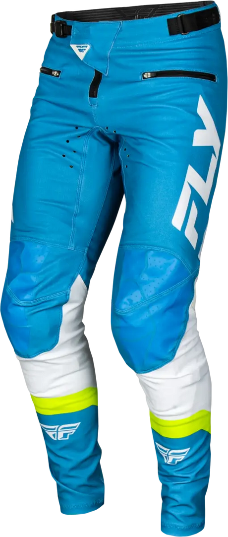 Youth Rayce Bicycle Pants with durable stretch technology in Blue White Lime Green Sz 20