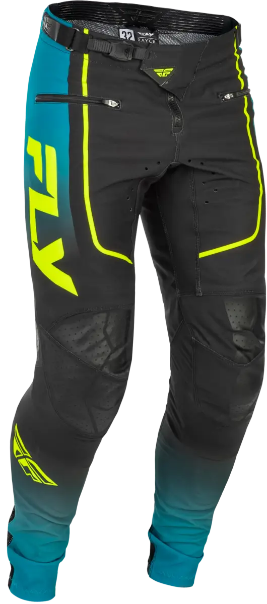 Youth Rayce Bicycle Pants Teal/Black/Lime Sz 18 - FLY RACING