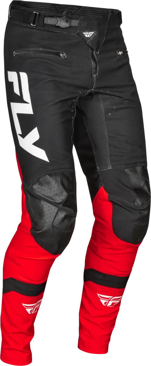Youth Rayce Bicycle Pants with black and red durable stretch technology and knee padding