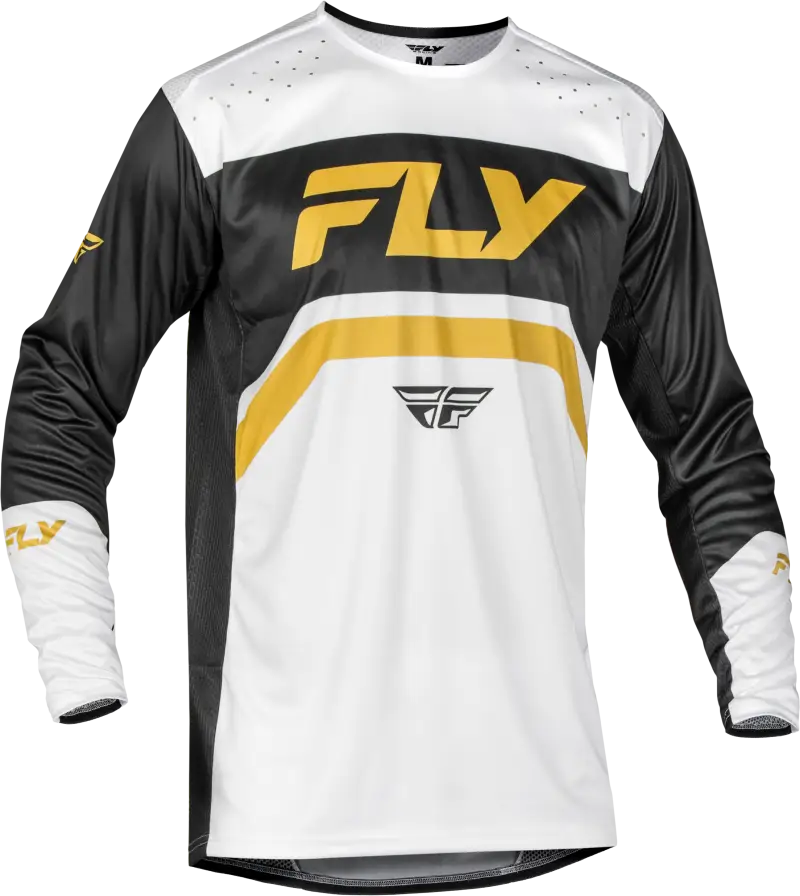 Youth Rayce Bicycle Jersey White/Black/Gold Ys - FLY RACING