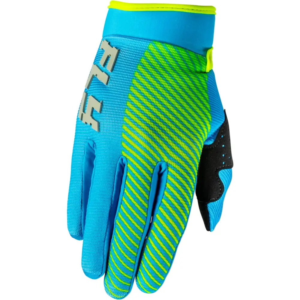 Youth F 16 Gloves Blue/Hi Vis Yxs - FLY RACING