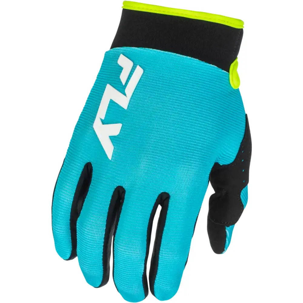 Youth F 16 Gloves Aqua/Black/White Yxs - FLY RACING