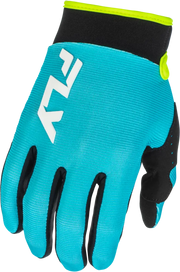 Youth F 16 Gloves Aqua/Black/White Yxs - FLY RACING