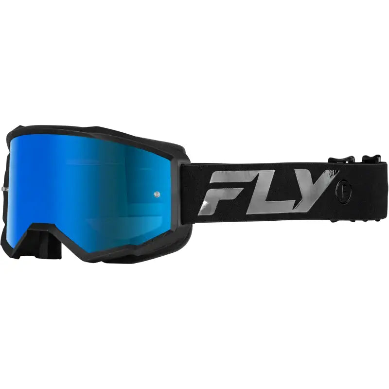 Youth Zone Goggle Black/Black W/ Sky Blue Mirror/Smoke Lens - FLY RACING