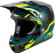 Yth Formula S Carbon Byte Hlmt Black Carbon/Teal/Lime Yl - FLY RACING