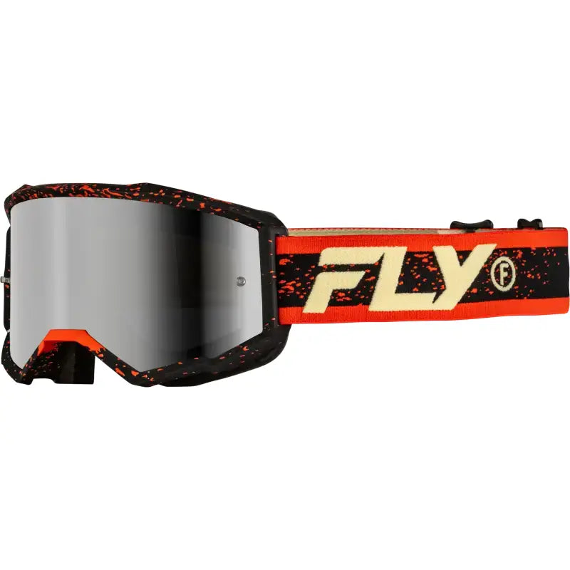 Yth Zone Goggle Blk/Red/Cream W/ Silver Mirror/Smoke Lens - FLY RACING