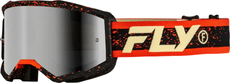 Yth Zone Goggle Blk/Red/Cream W/ Silver Mirror/Smoke Lens - FLY RACING
