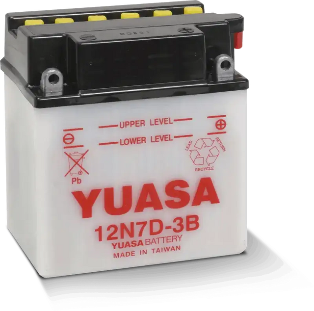 Yuasa 12N7D-3B Conventional 12 Volt Battery for RV, Automotive, Powersports, off-road, marine, truck accessories, interior, truck bed, RV parts, apparel, helmets, racing, riding, BMX.