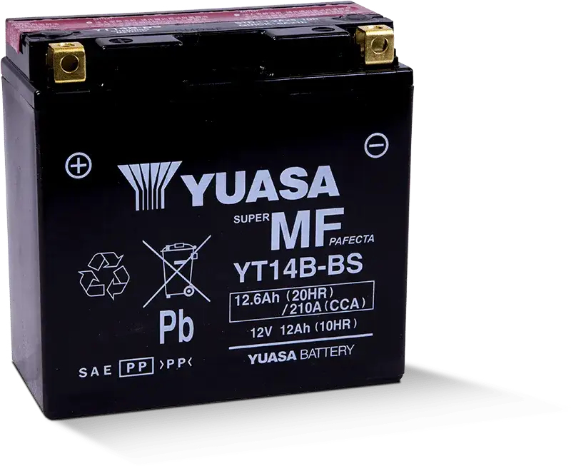 Yuasa YT14B-BS Maintenance Free 12 Volt AGM Battery (Bottle Supplied) - Batteries