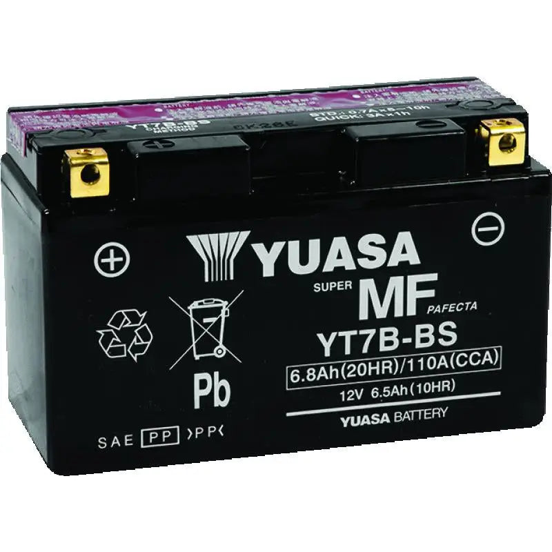 Yuasa Battery YUAM62T7B Yuasa YT7B-BS Maintenance Free AGM 12 Volt Battery (Bottle Supplied)