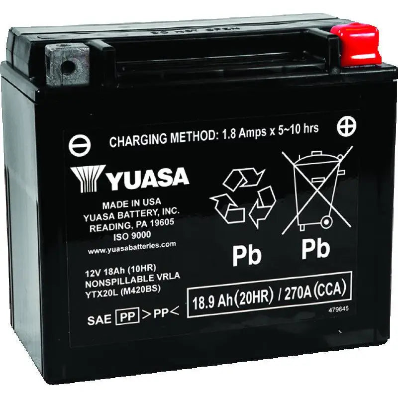 Yuasa Battery YUAM320BS Yuasa YTX20L-BS Maintenance Free AGM 12 Volt Battery (Bottle Supplied)