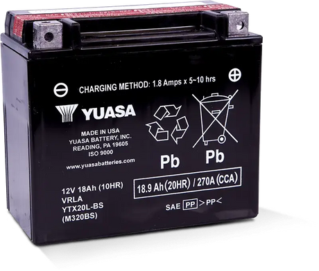 Yuasa YTX20L-BS Maintenance Free AGM 12 Volt Battery (Bottle Supplied) - Batteries