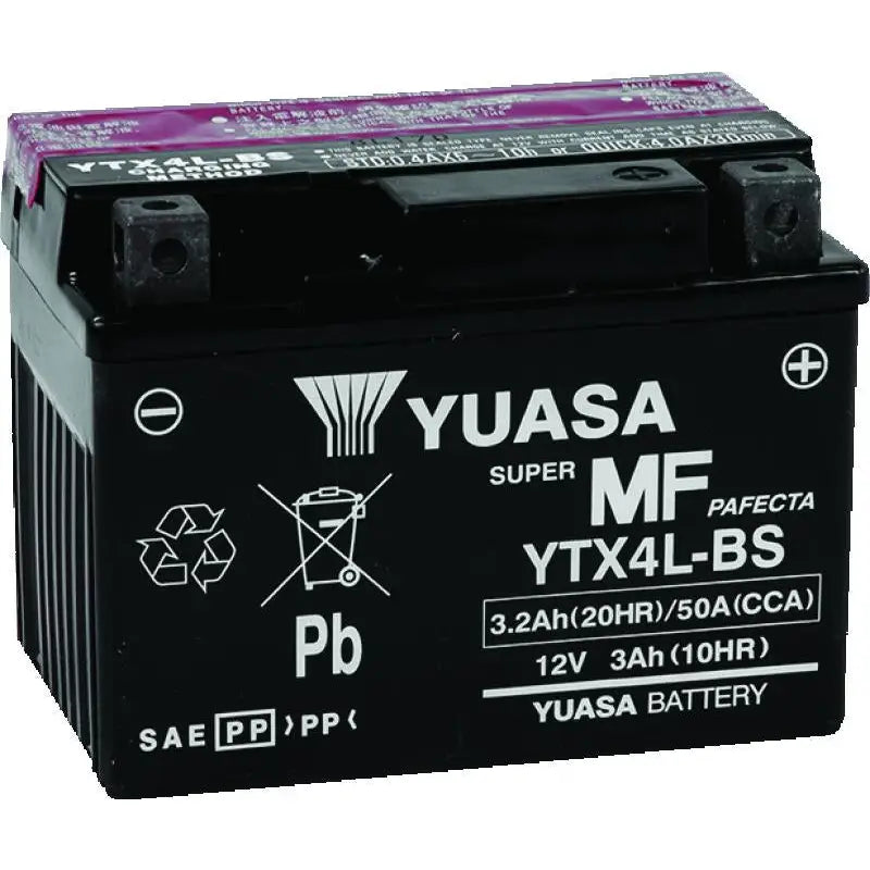 Yuasa Battery YUAM62X4B Yuasa YTX4L-BS Maintenance Free AGM 12 Volt Battery (Bottle Supplied)
