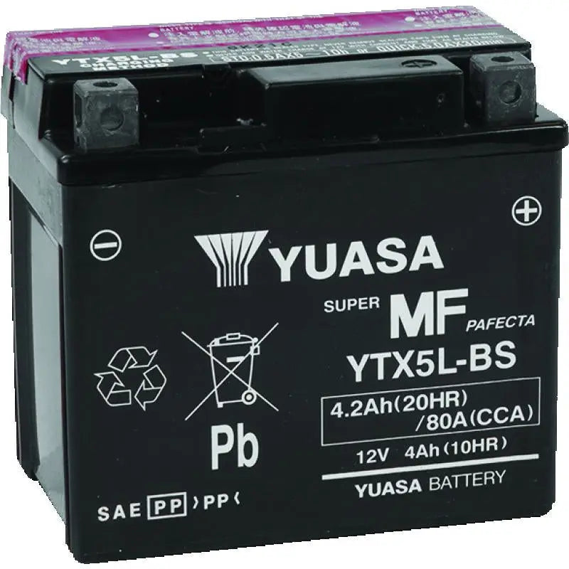 Yuasa Battery YUAM32X5B Yuasa YTX5L-BS Maintenance Free AGM 12 Volt Battery (Bottle Supplied)