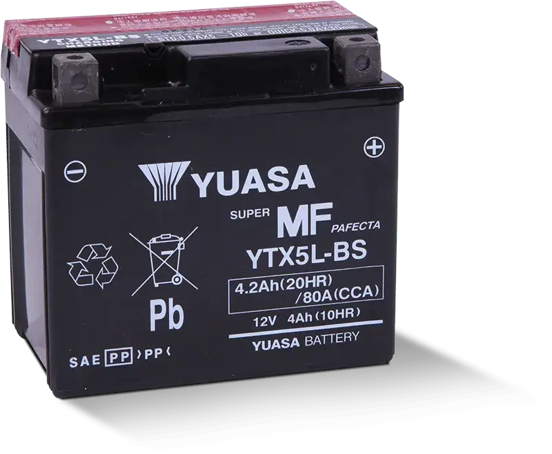 Yuasa YTX5L-BS Maintenance Free AGM 12 Volt Battery (Bottle Supplied) - RV and Auto Parts