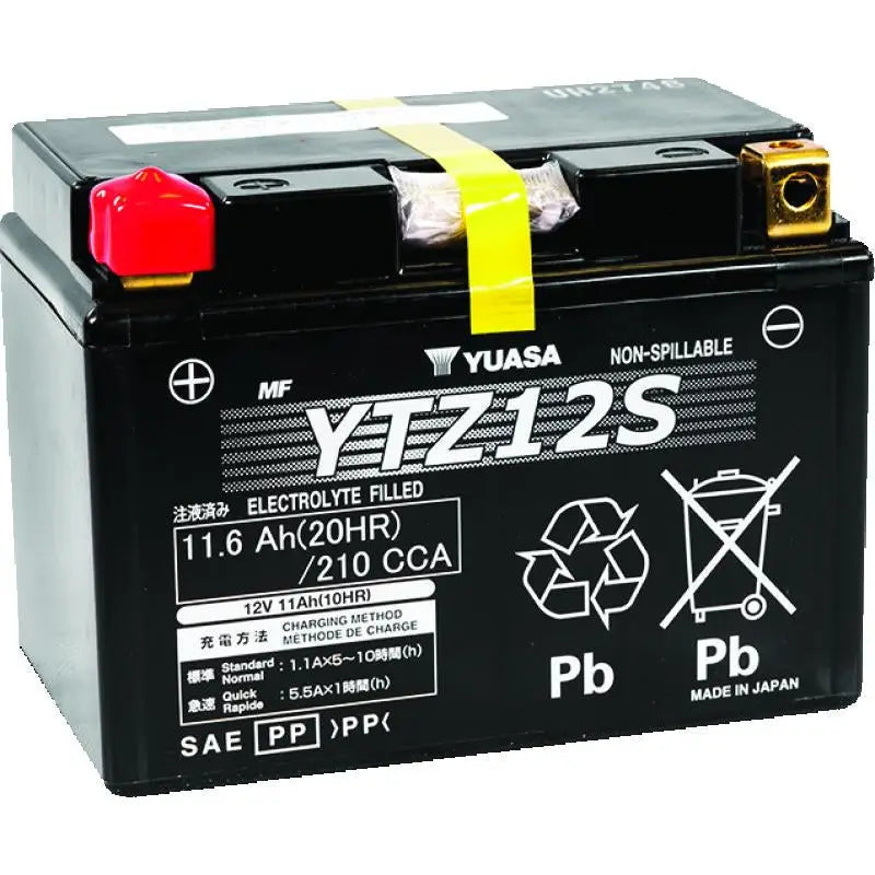 Yuasa Battery YUAM7212A Yuasa YTZ12S Maintenance Free AGM 12 Volt Battery