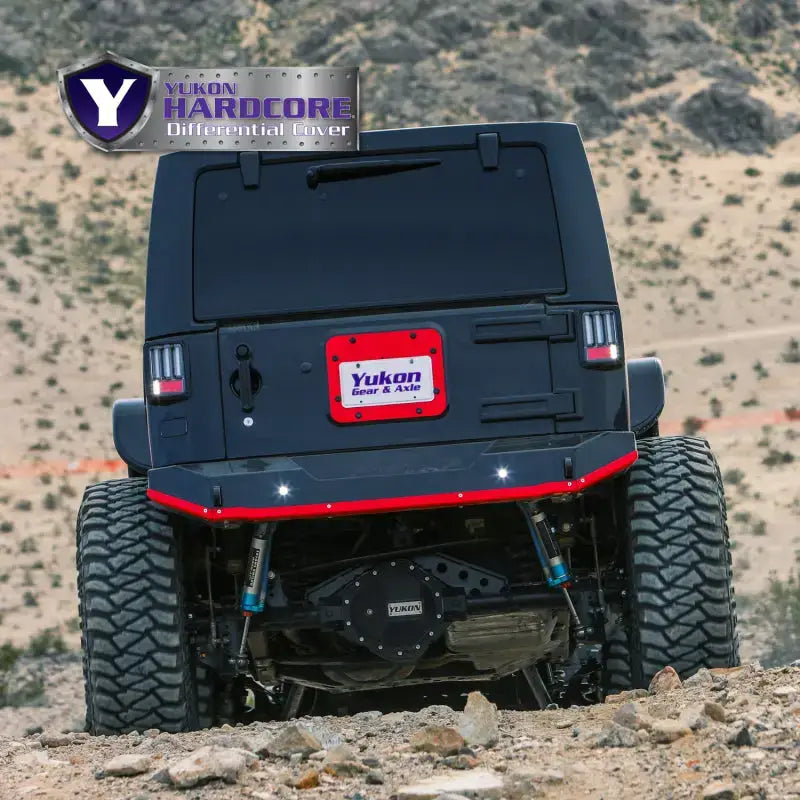 Black Jeep Wrangler rear view with Yukon Gear Hardcore Nodular Iron Cover for Chrysler 9.25in Diff