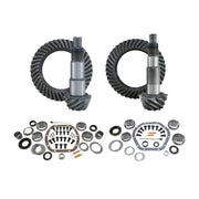 Yukon Gear & Install Kit Package For Jeep JK Non-Rubicon 4.88 Ratio - includes front and rear ring and pinion gear sets, Yukon Master Overhaul Kits, and various installation components.