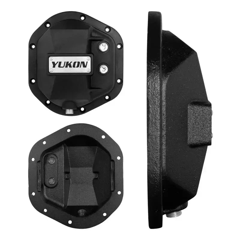 Black cast iron differential cover with textured finish for Yukon Gear Rubicon D44 gear kit