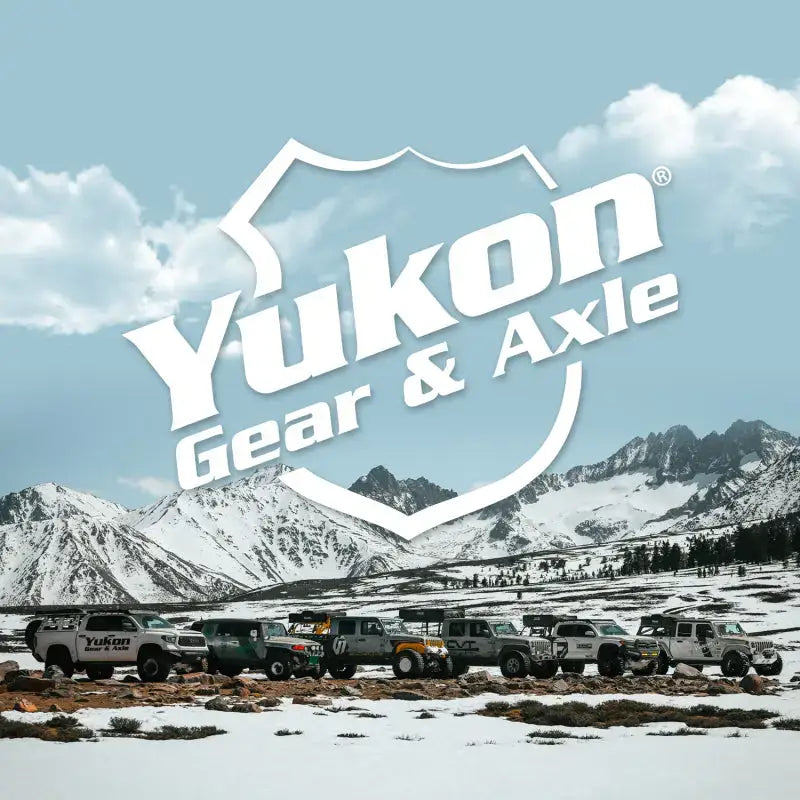 Yukon Gear & Axle logo over off-road vehicles showcasing Yukon Gear replacement yoke
