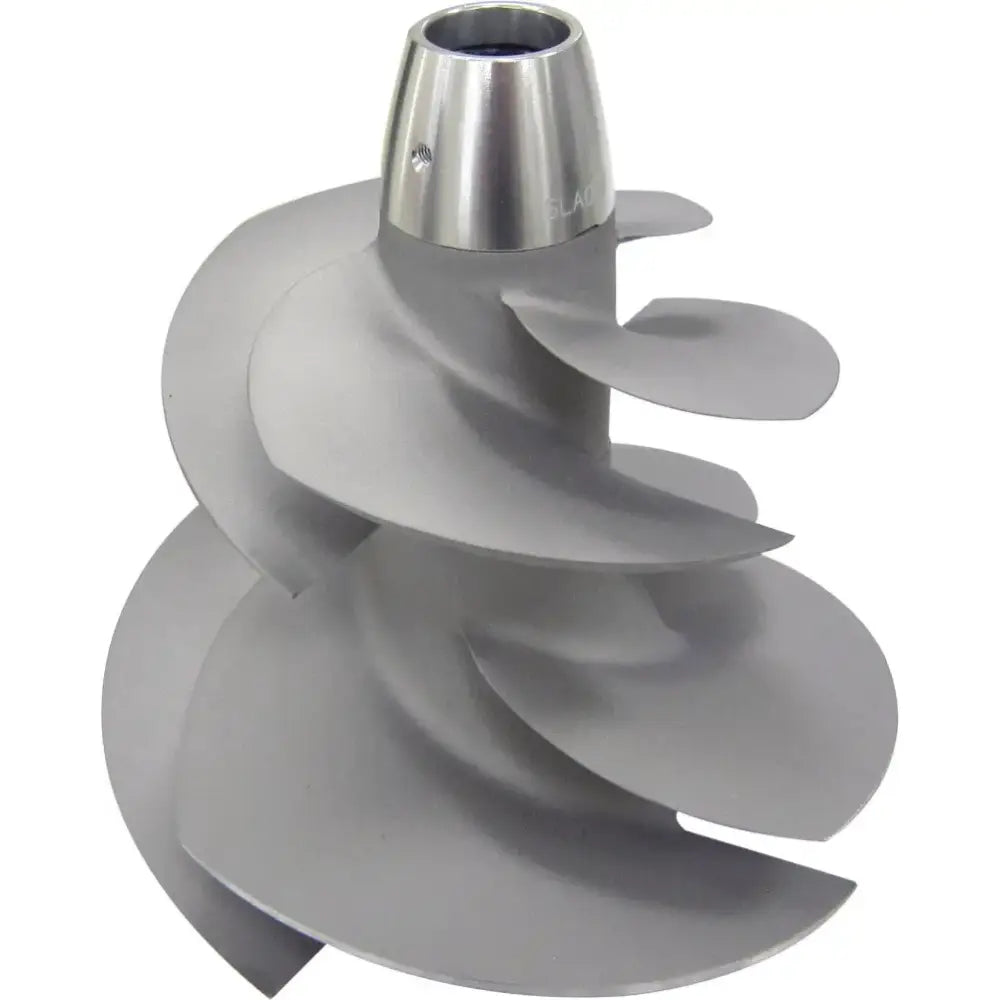 Silver-colored jet pump impeller from YV-FY-09/14 Solas Twin Fly Impeller Yv Fy 09/14