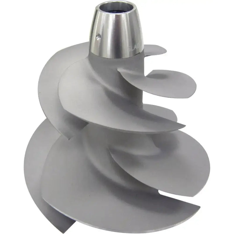 Silver-colored jet pump impeller from YV-FY-09/14 Solas Twin Fly Impeller Yv Fy 09/14