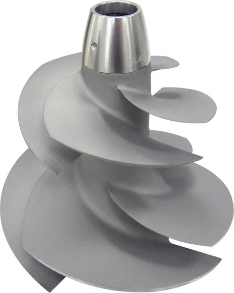Silver-colored jet pump impeller from YV-FY-09/14 Solas Twin Fly Impeller Yv Fy 09/14