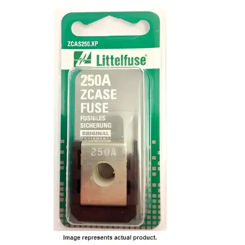 Littelfuse ZCASE Mega 32V 250A fuse in packaging for ZCAS250.XP model
