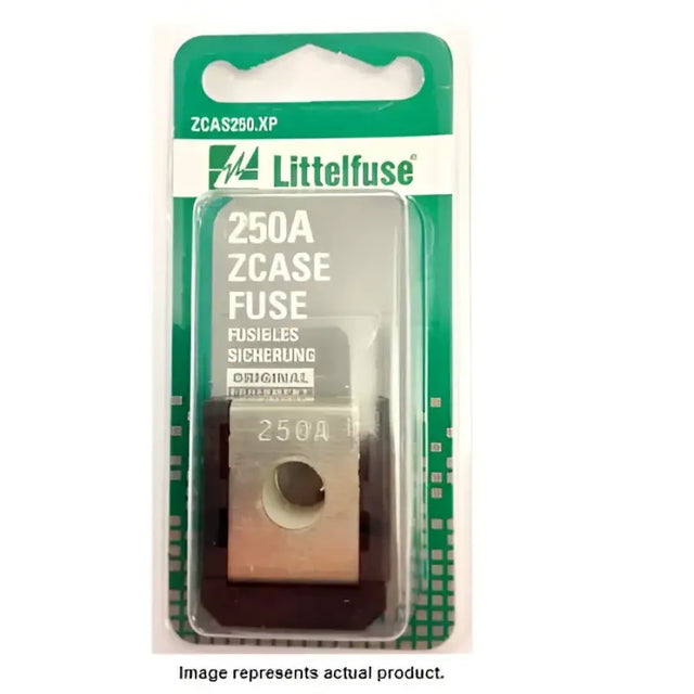 Littelfuse ZCASE Mega 32V 250A fuse in packaging for ZCAS250.XP model