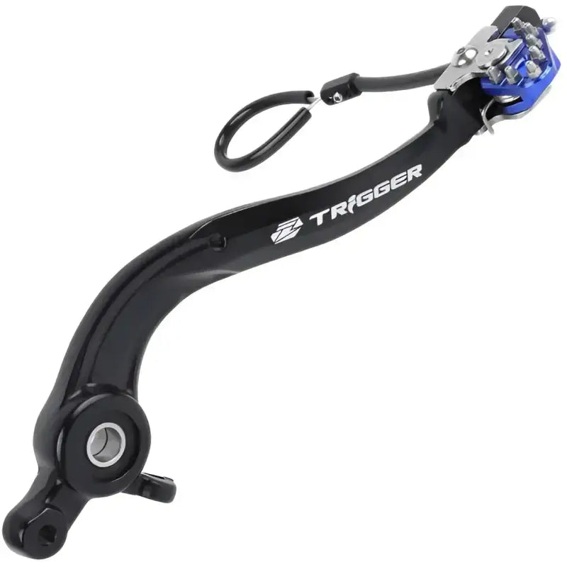 Black trigger brake pedal with blue and silver hardware for ZE90-7336 Yam scooter