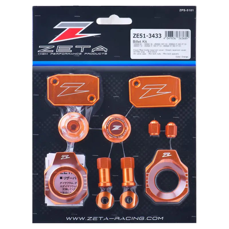 Orange motorcycle billet kit Zeta ZE51-3433 billet kit for KTM ZE51-3433 bike