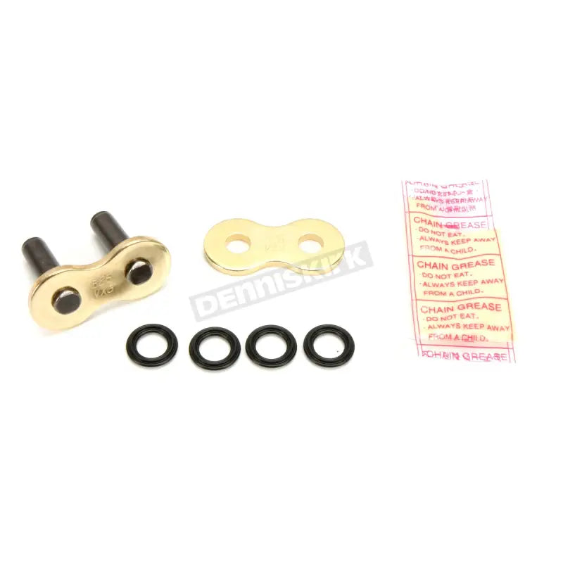 Gold motorcycle chain master link with o-rings and grease packet for ZJ525VX3G D.I.D