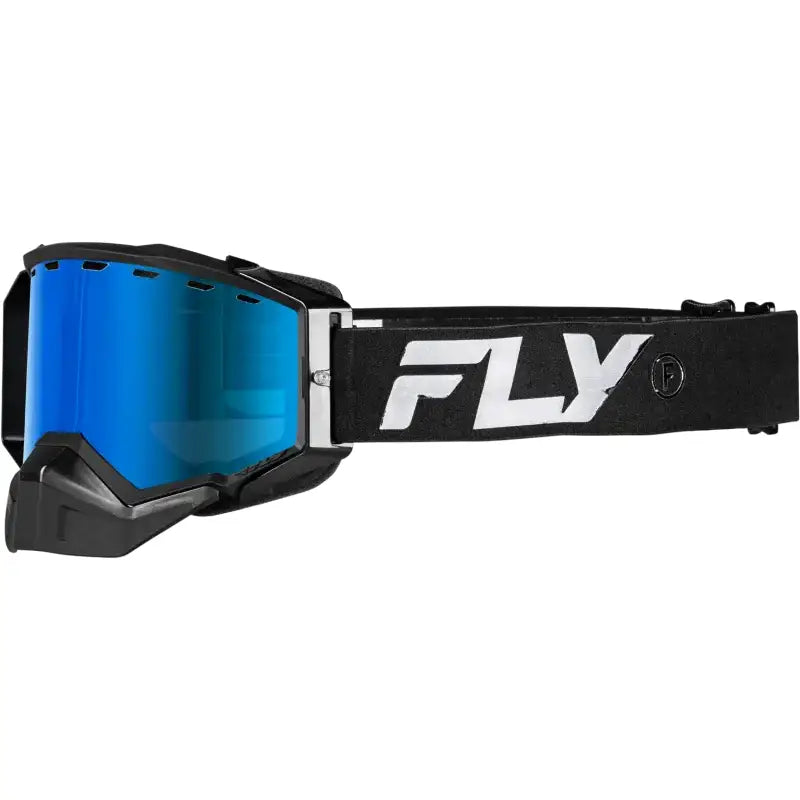 Zone Snow Goggle Black/Black W/Sky Blue Mirror/Blue Lens - FLY RACING
