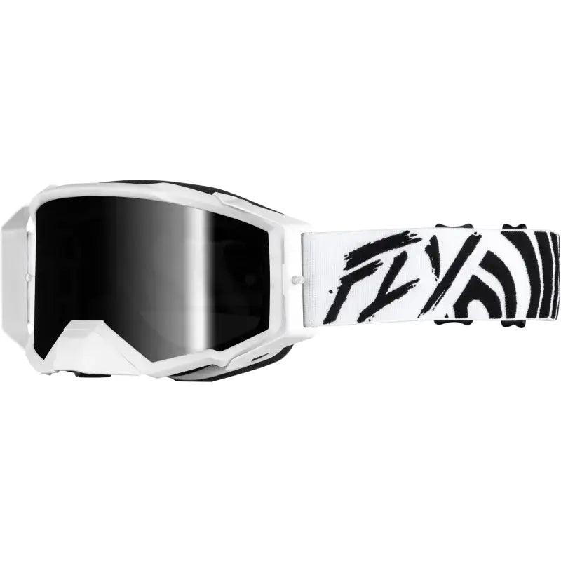 Zone Elite Goggle Black/White W/ Black Mirror/Smoke Lens - FLY RACING