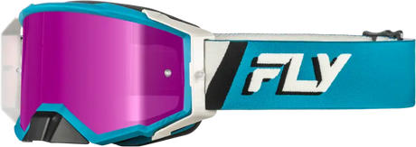 Zone Elite Goggle Blue/White W/ Magenta Mirror/Smoke Lens - FLY RACING