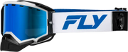 Zone Elite Snw Goggle Wht/Blue W/Drk Blu Mir/Plrzd Smoke Lens - FLY RACING
