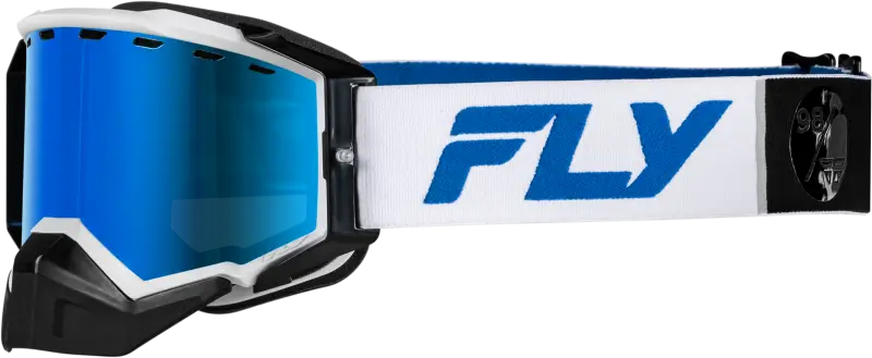 Zone Elite Snw Goggle Wht/Blue W/Drk Blu Mir/Plrzd Smoke Lens - FLY RACING